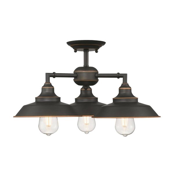 Westinghouse Chandelier SemiFlush-Mount 60W 3-Light Iron Hill ORB High-Lights Shade 6129200